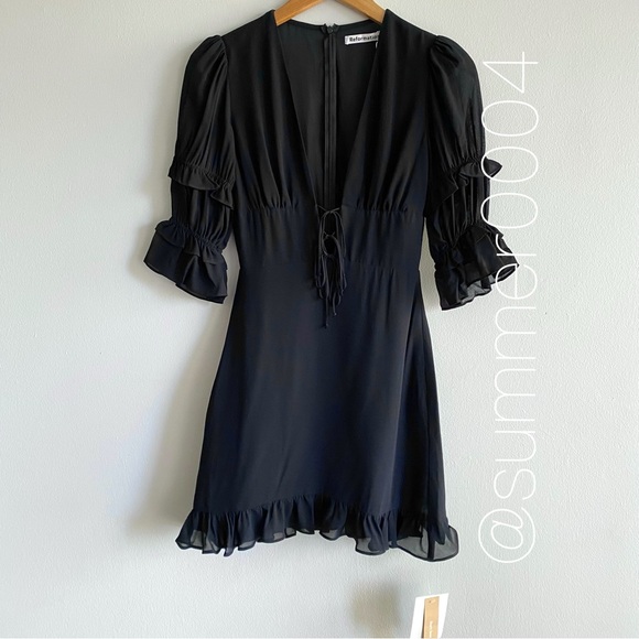 NWT Reformation Laurelai Mini Dress Black Petite P0 - Picture 2 of 11